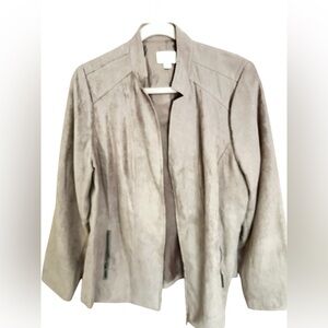 Studio Works Woman size 16 W faux suede zip up jacket in lt brown